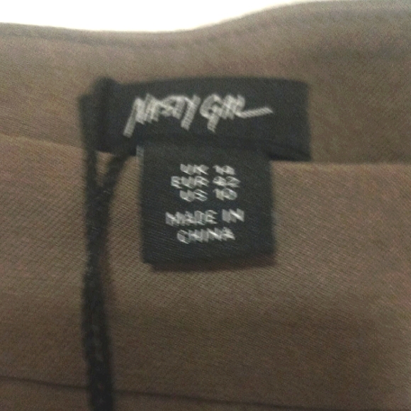 🏷️NWT Nasty Gal Brown Tailered Cut Out Detail Wide Leg Trousers Pants 10 - Picture 6 of 6